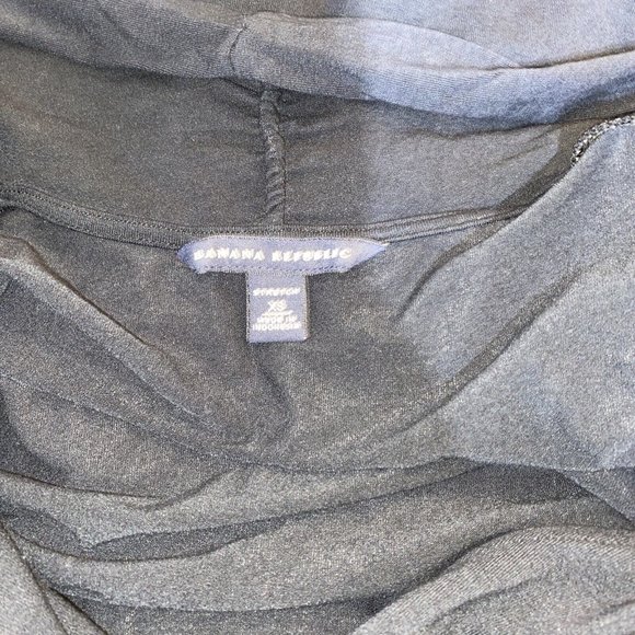 Banana Republic Black Dress Size XS  Wrap Look V Neck Midi 3/4 Sleeve Tie Waist - Picture 7 of 8